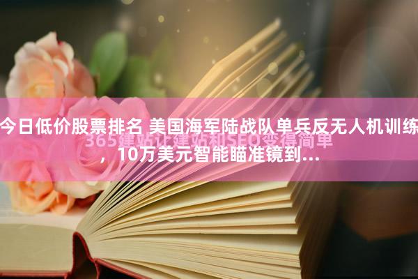 今日低价股票排名 美国海军陆战队单兵反无人机训练，10万美元智能瞄准镜到...